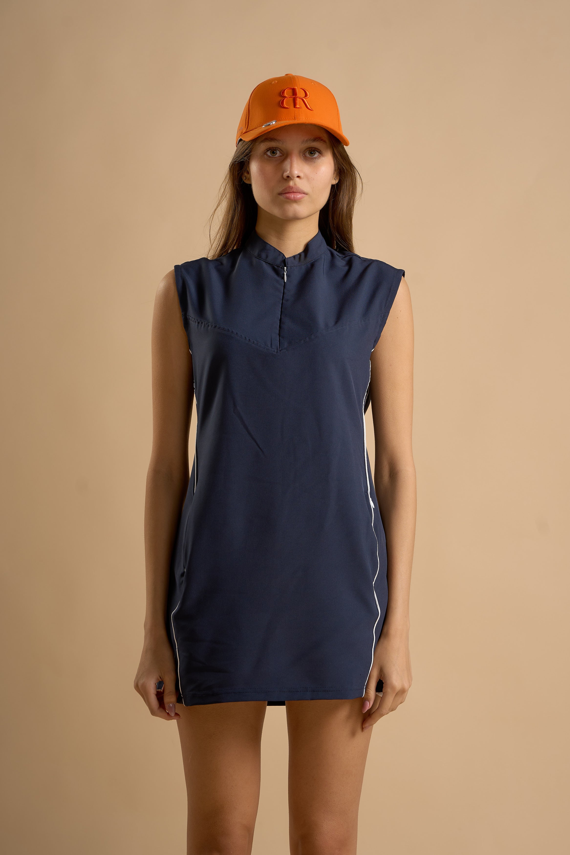Navy Blue Dress Sleeveless with Inner Short