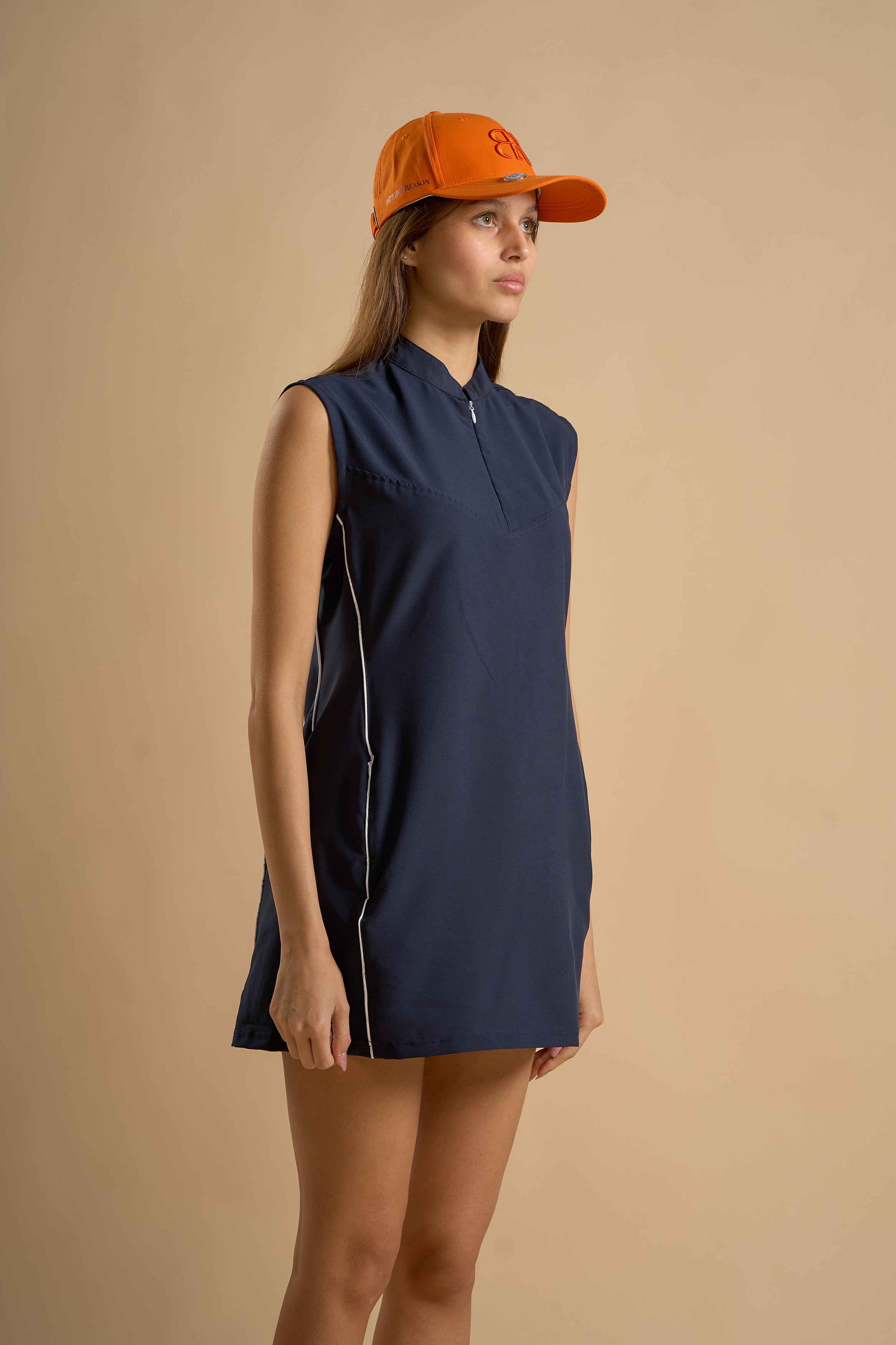 Navy Blue Dress Sleeveless with Inner Short