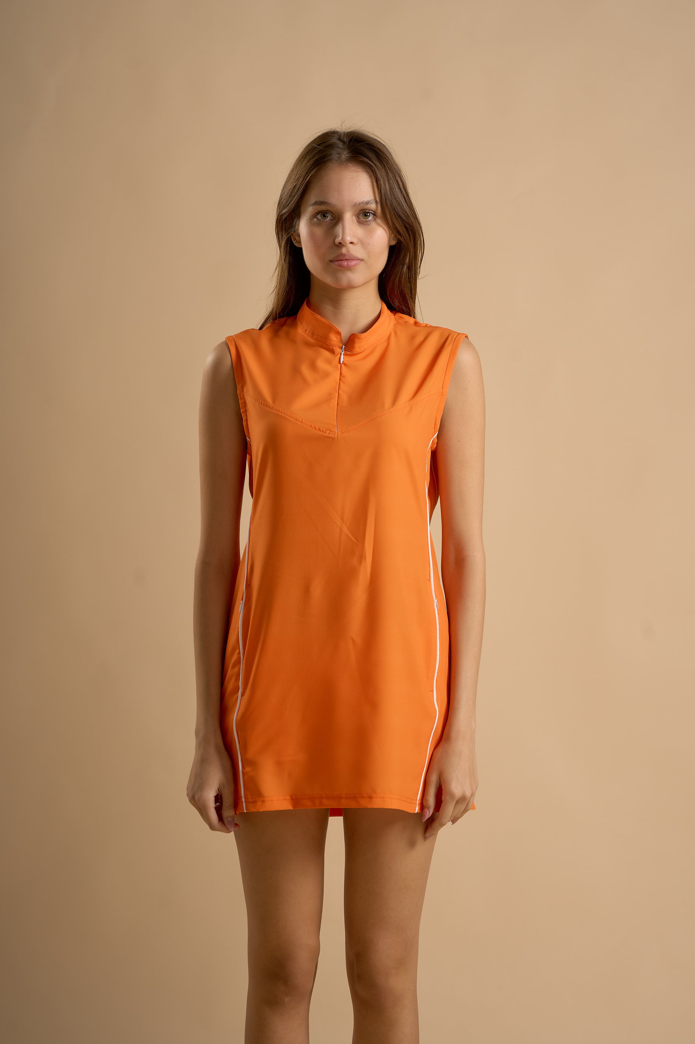 Orange Dress Sleeveless with Inner Short