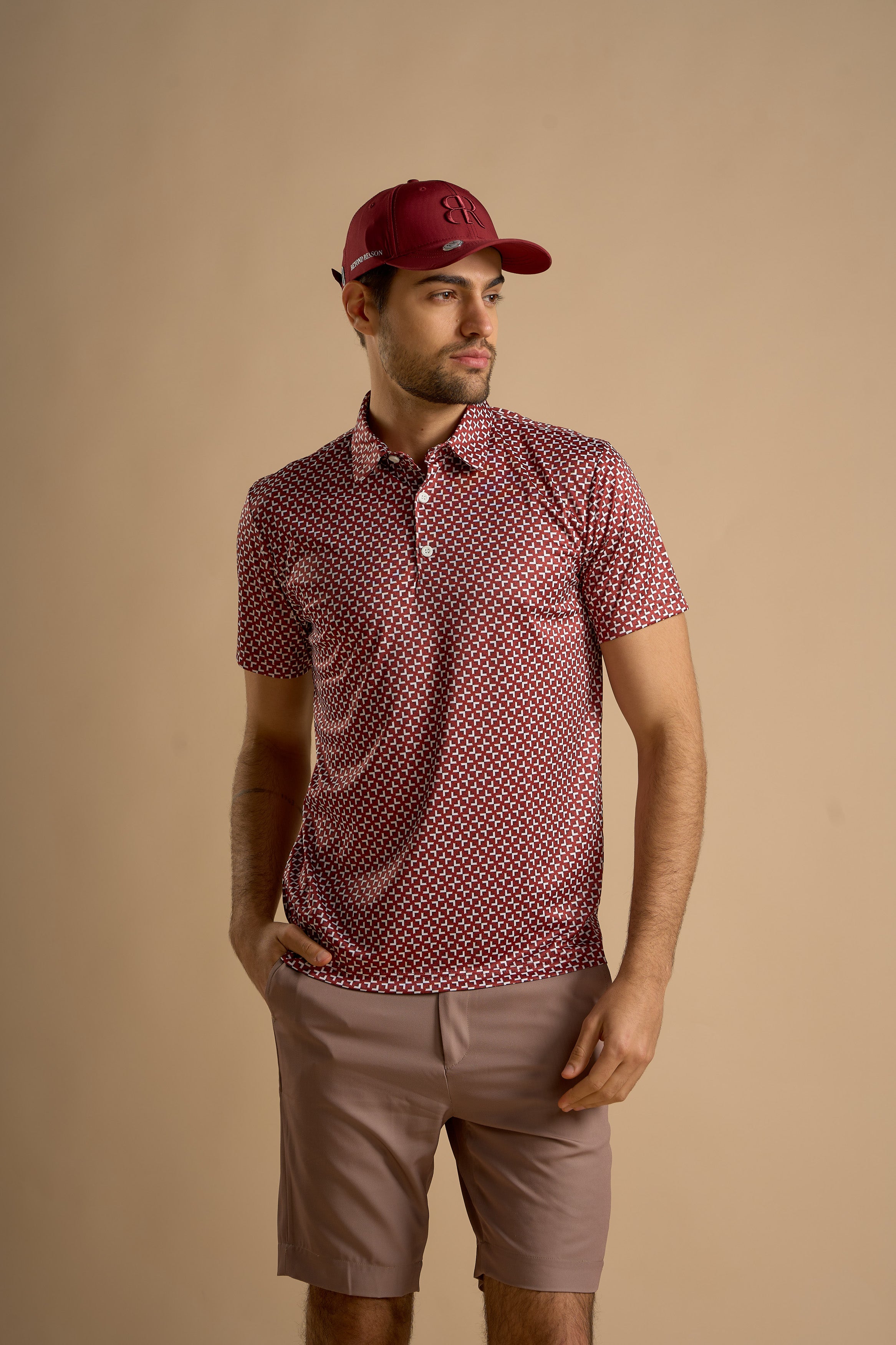 Crimson Grid Polo