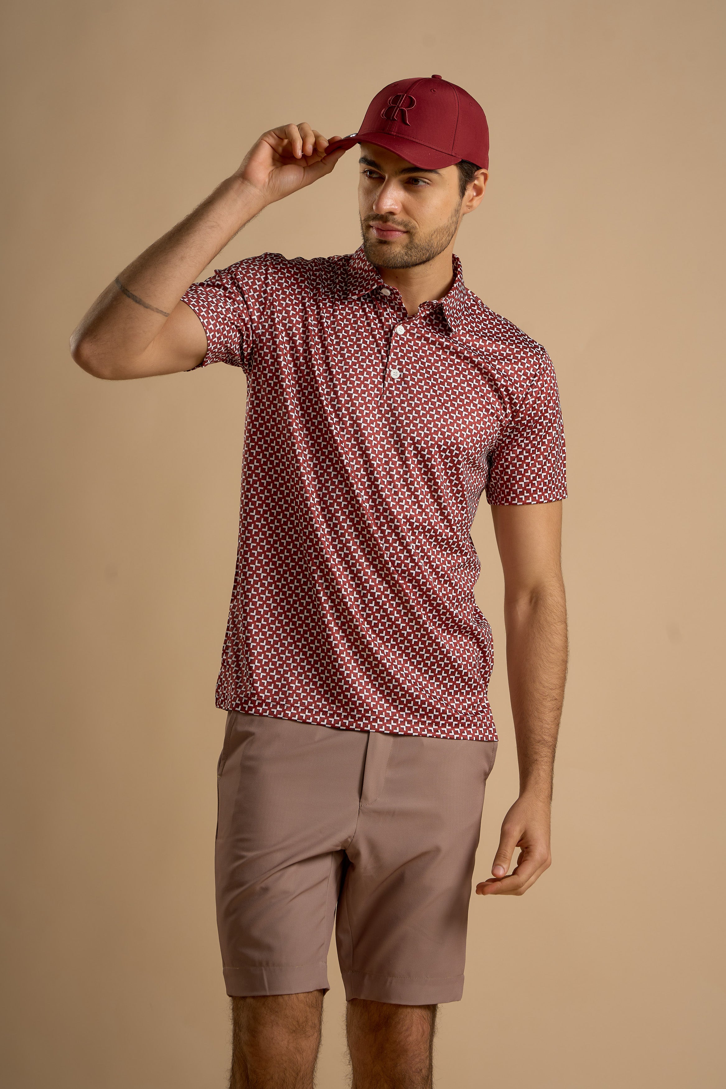 Crimson Grid Polo