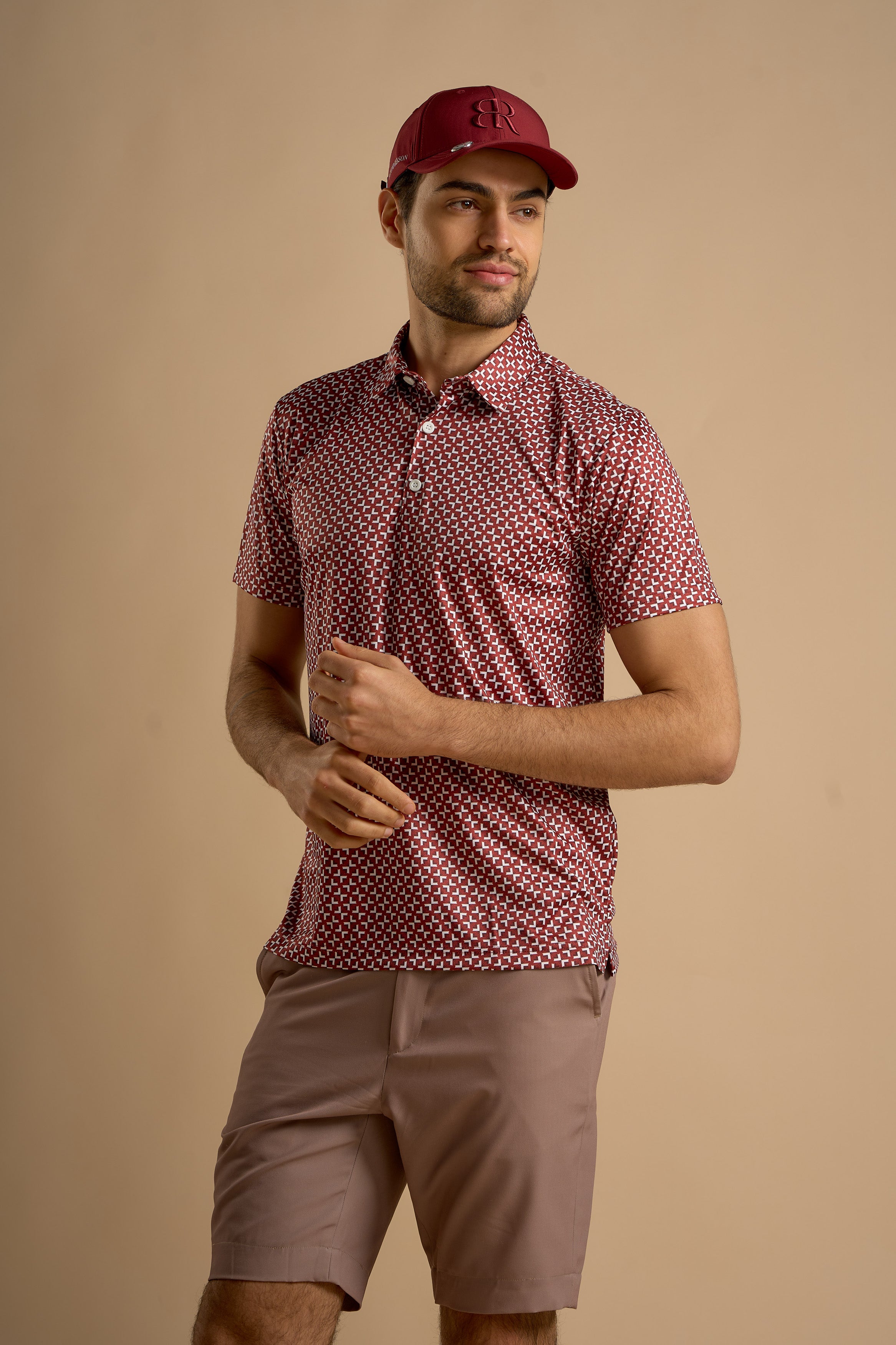Crimson Grid Polo
