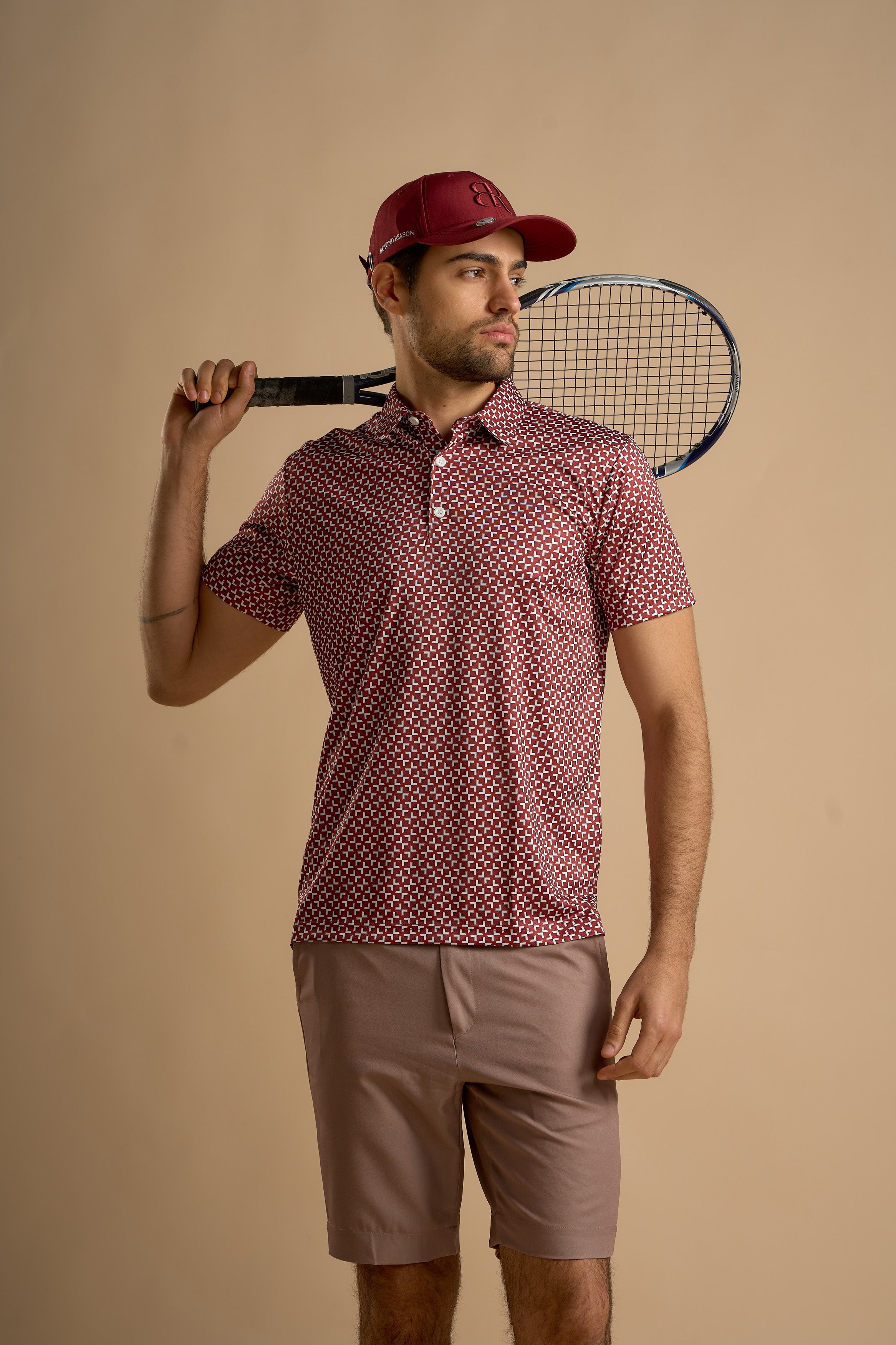 Crimson Grid Polo