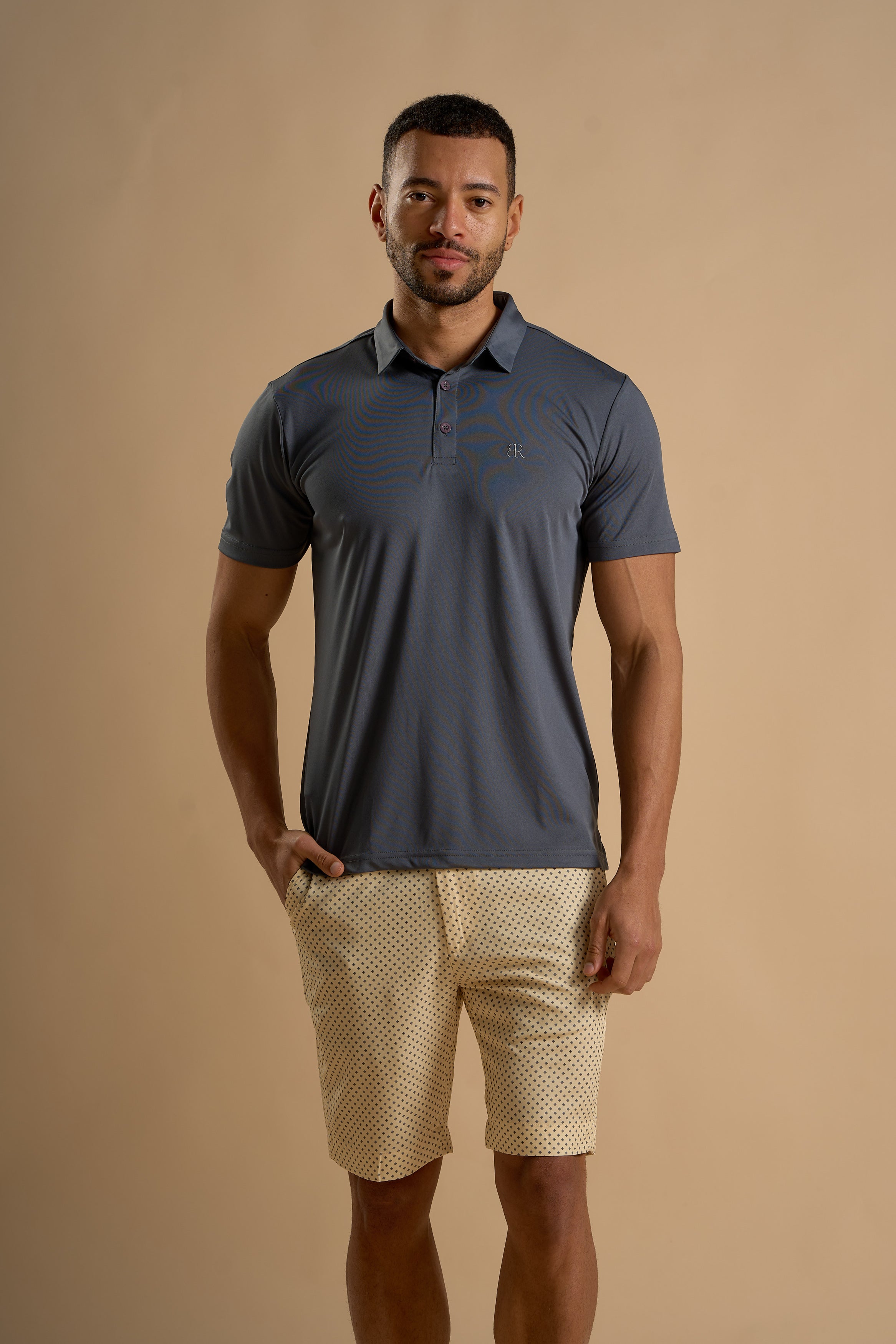 Grey Fabric Polo