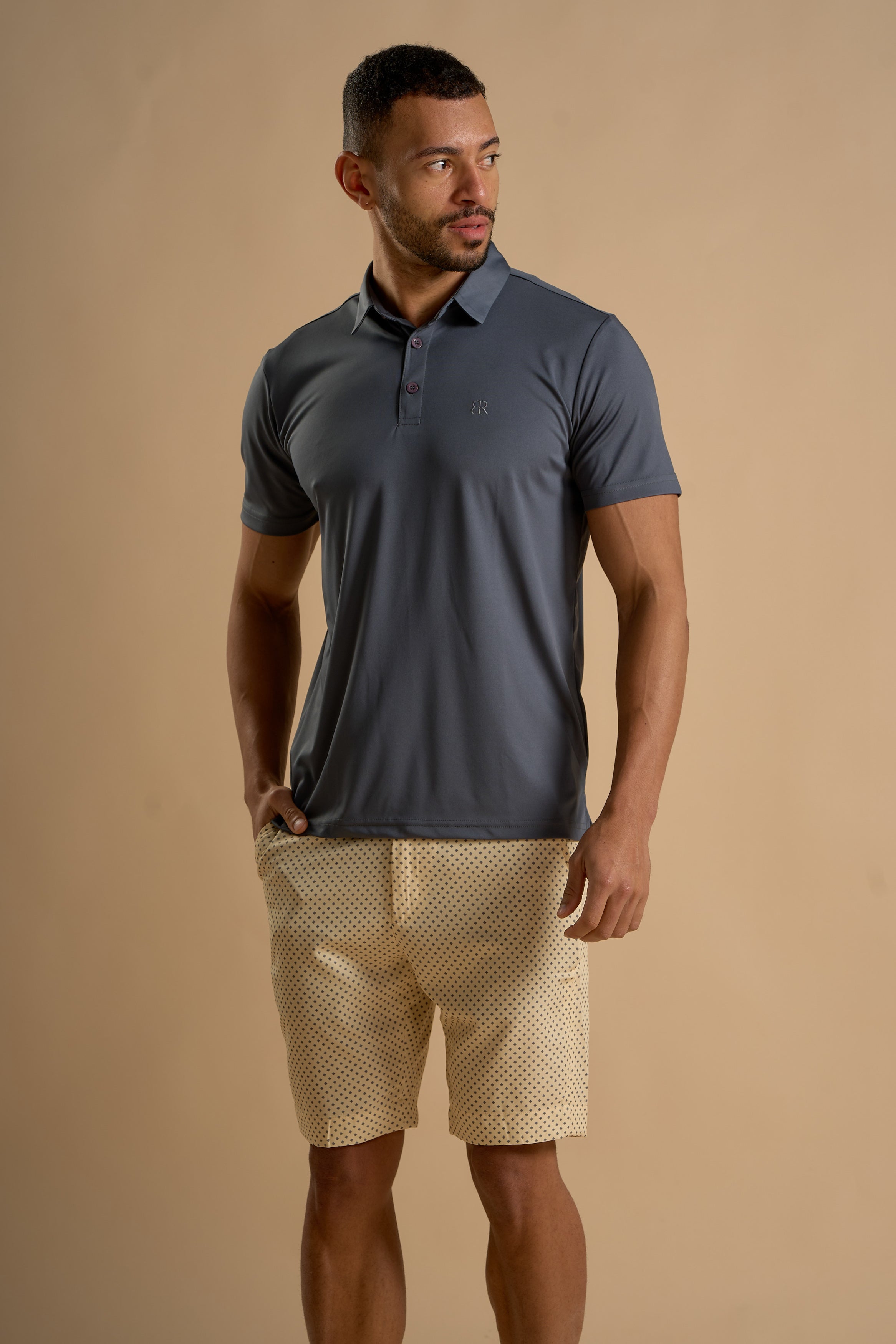 Grey Fabric Polo