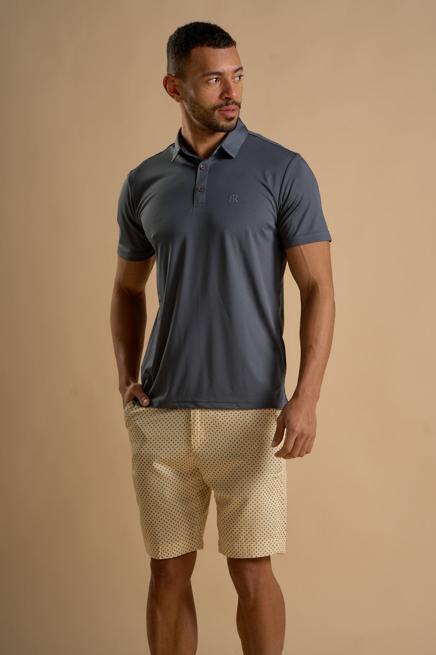 Grey Fabric Polo