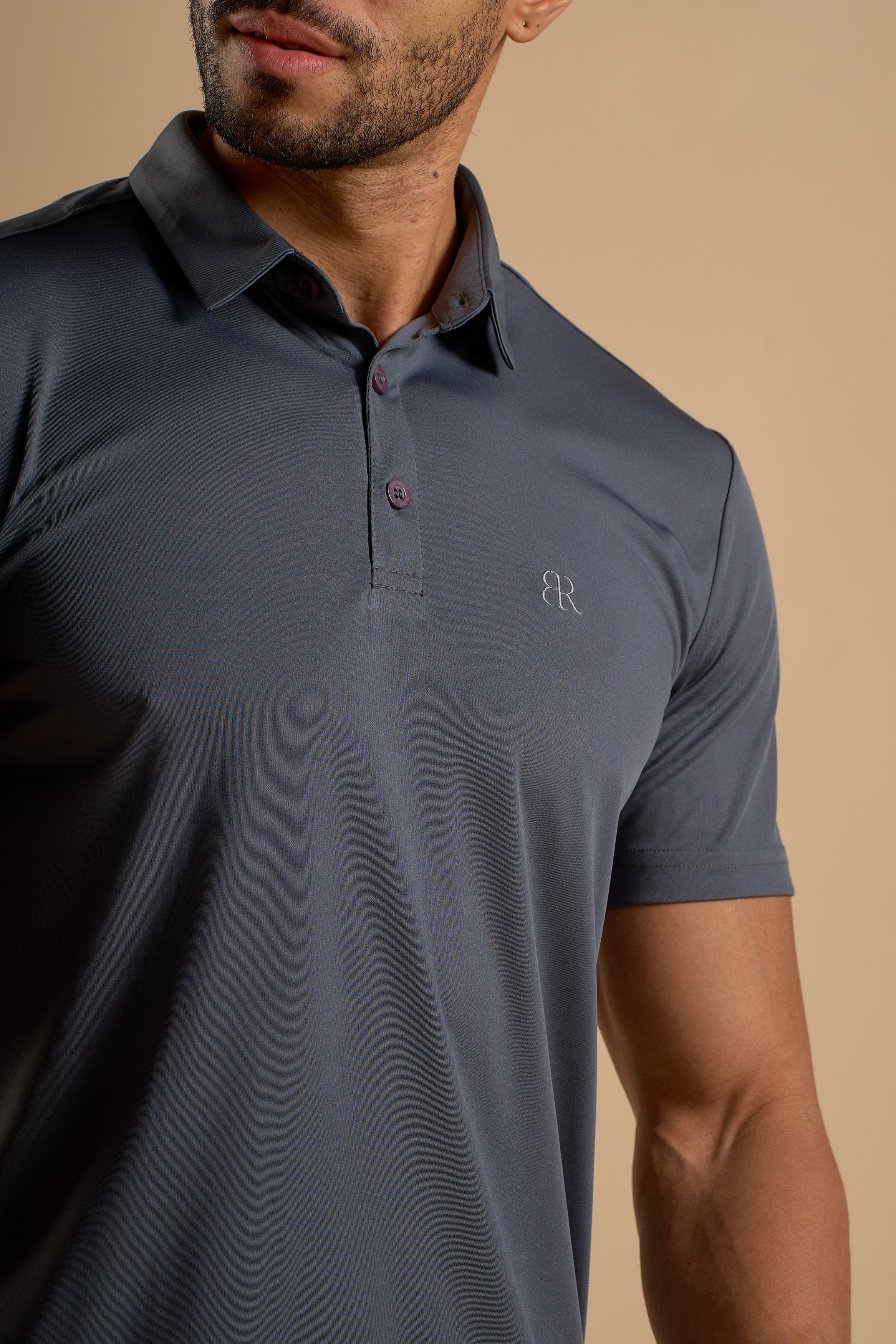 Grey Fabric Polo