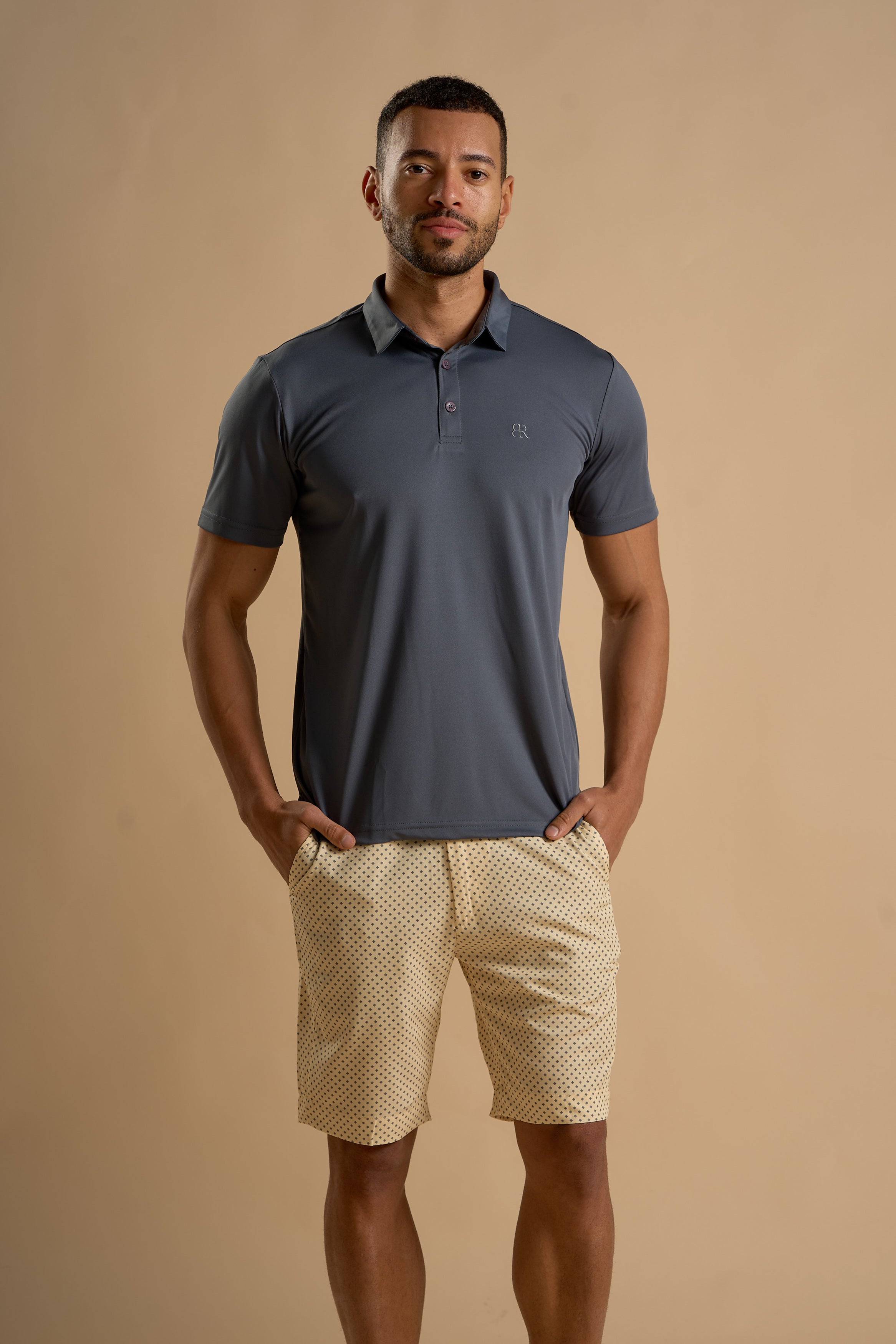 Grey Fabric Polo