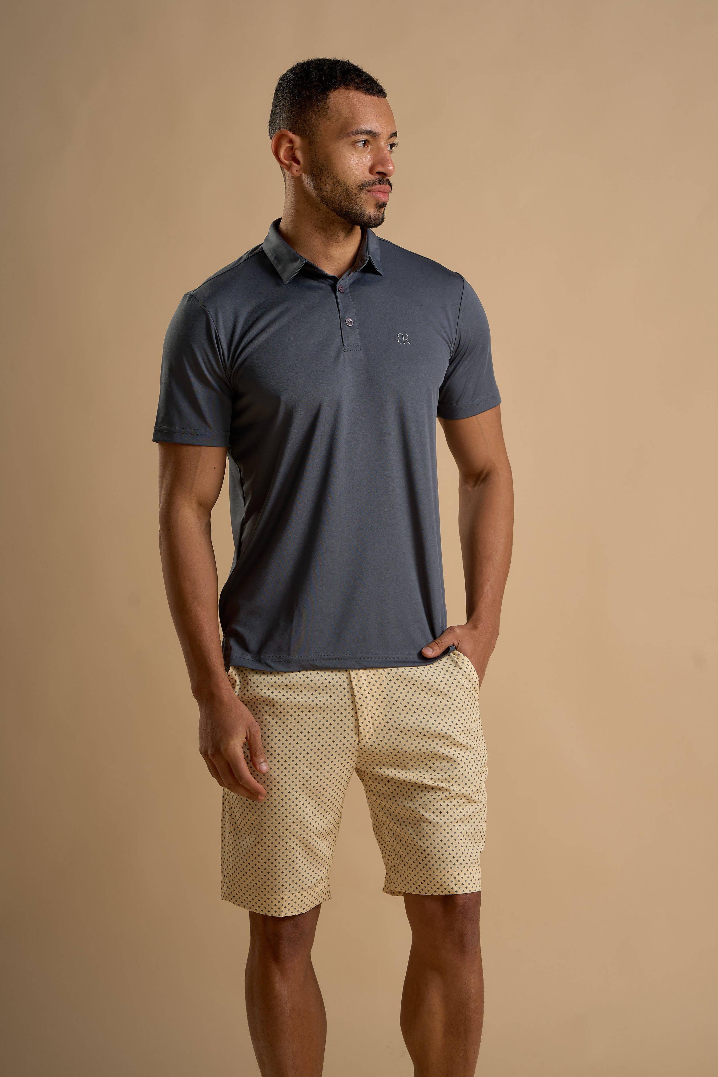 Grey Fabric Polo
