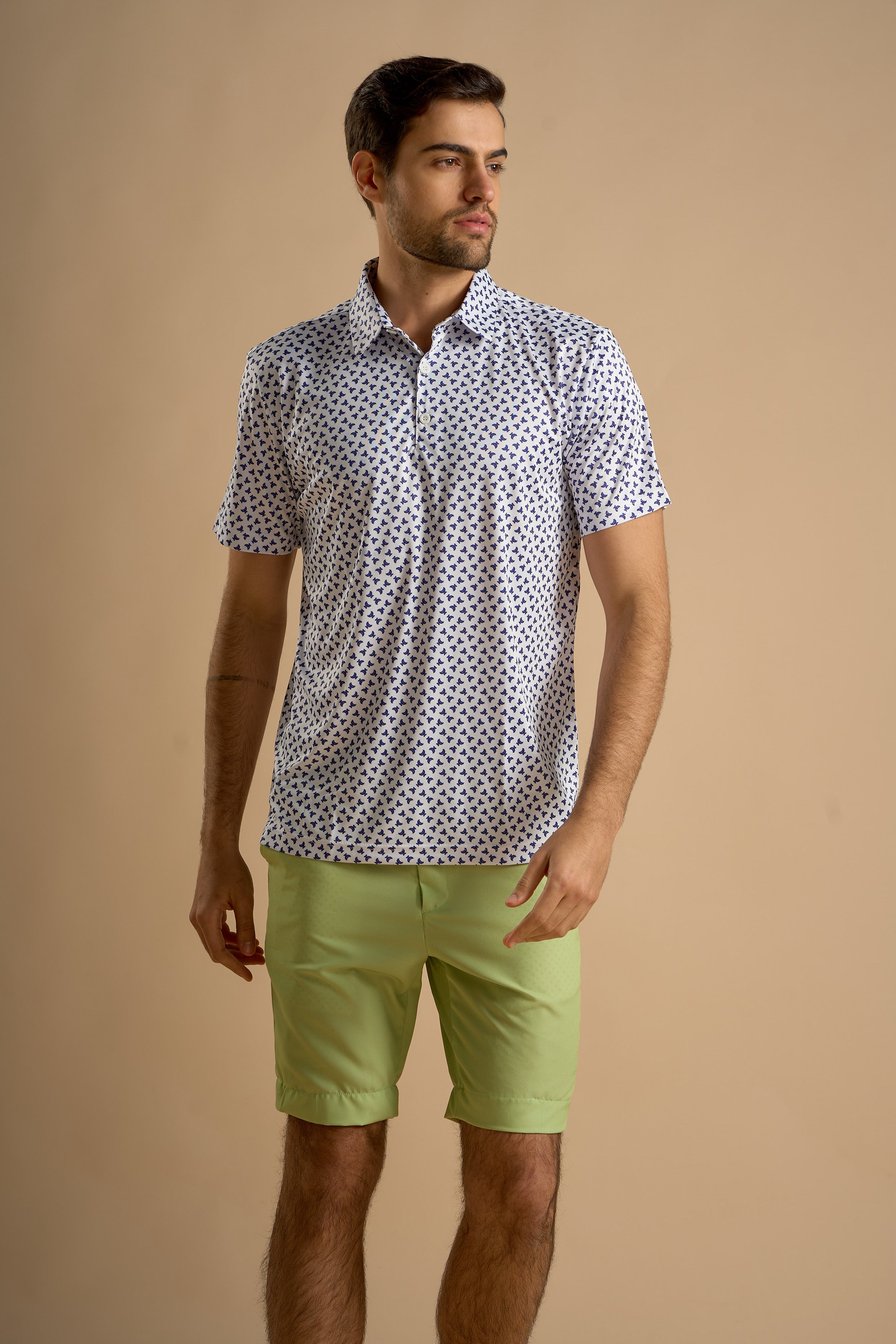White & Blue Laurel Polo