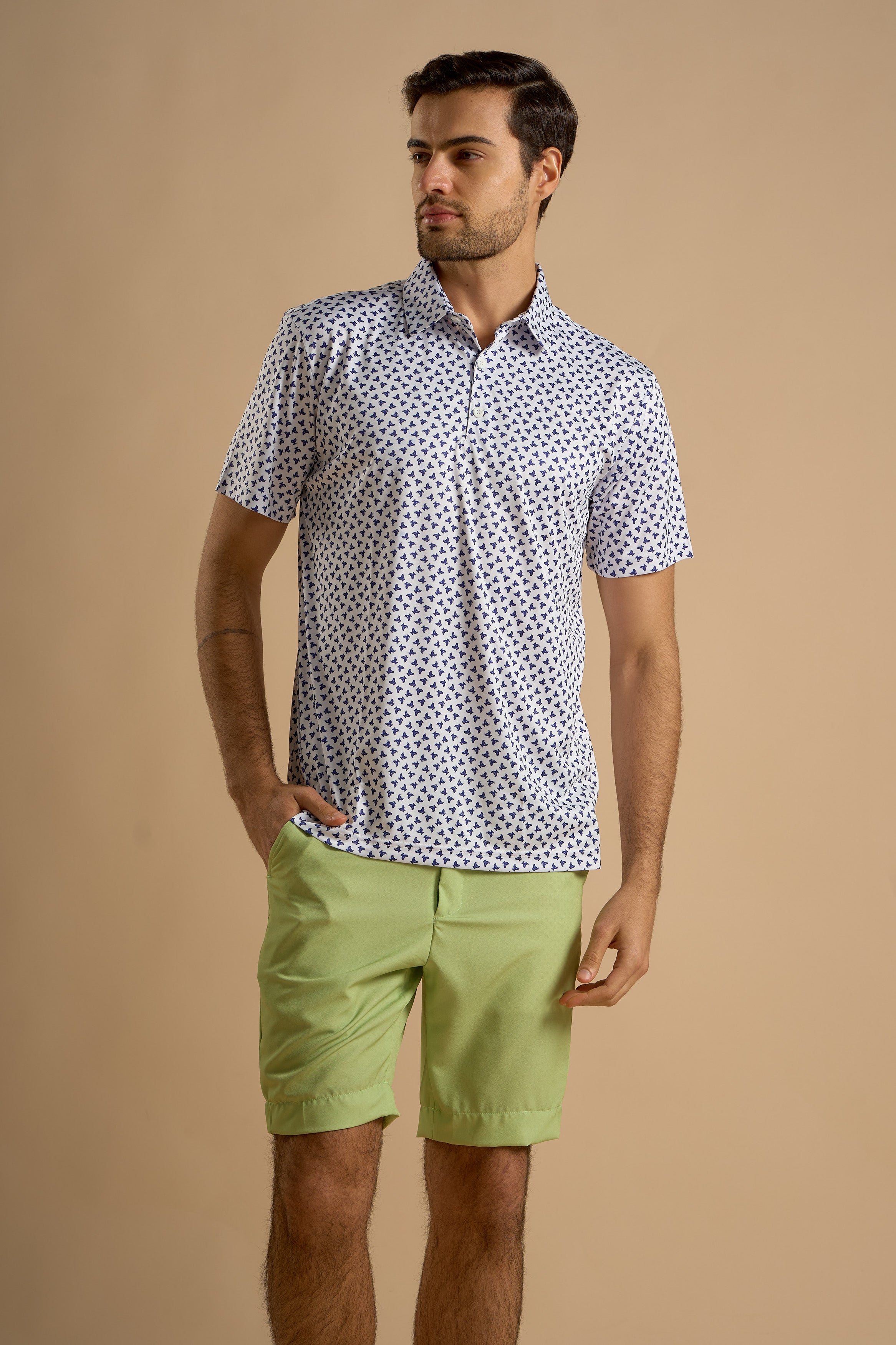 White & Blue Laurel Polo