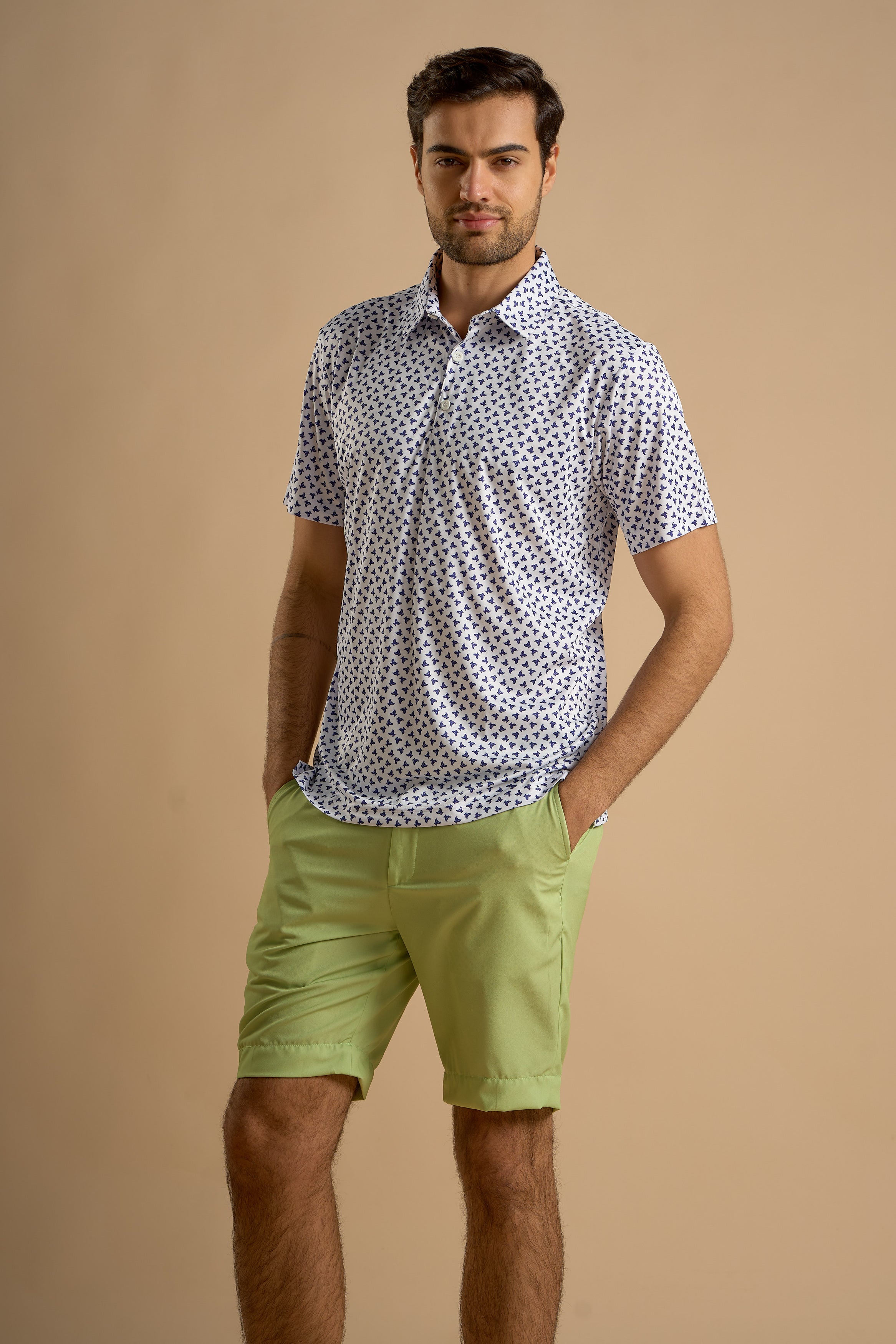 White & Blue Laurel Polo