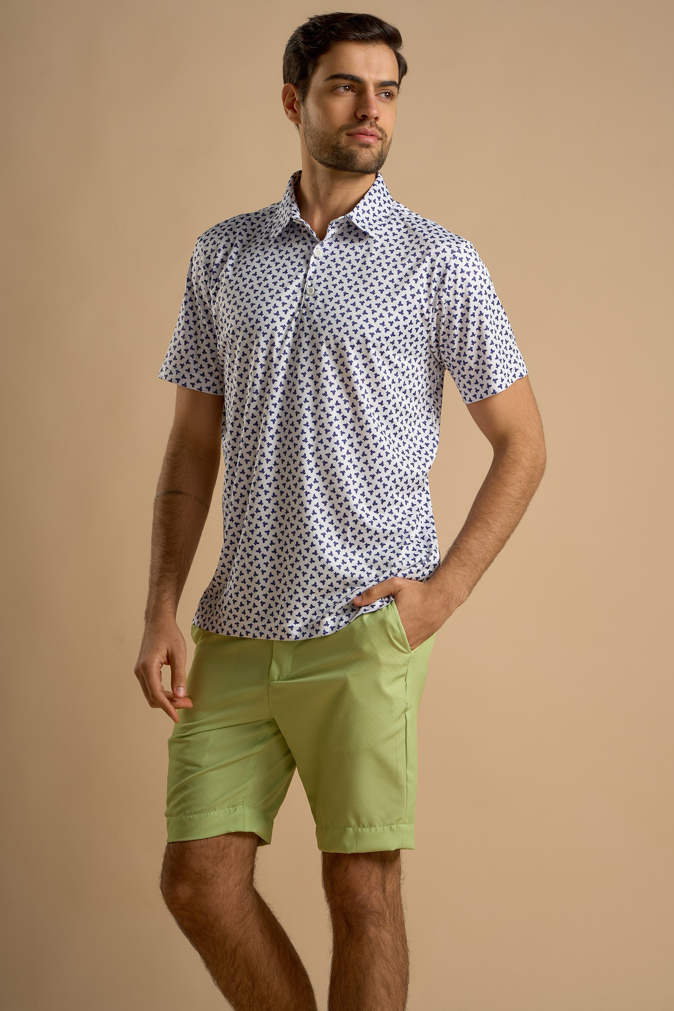 White & Blue Laurel Polo