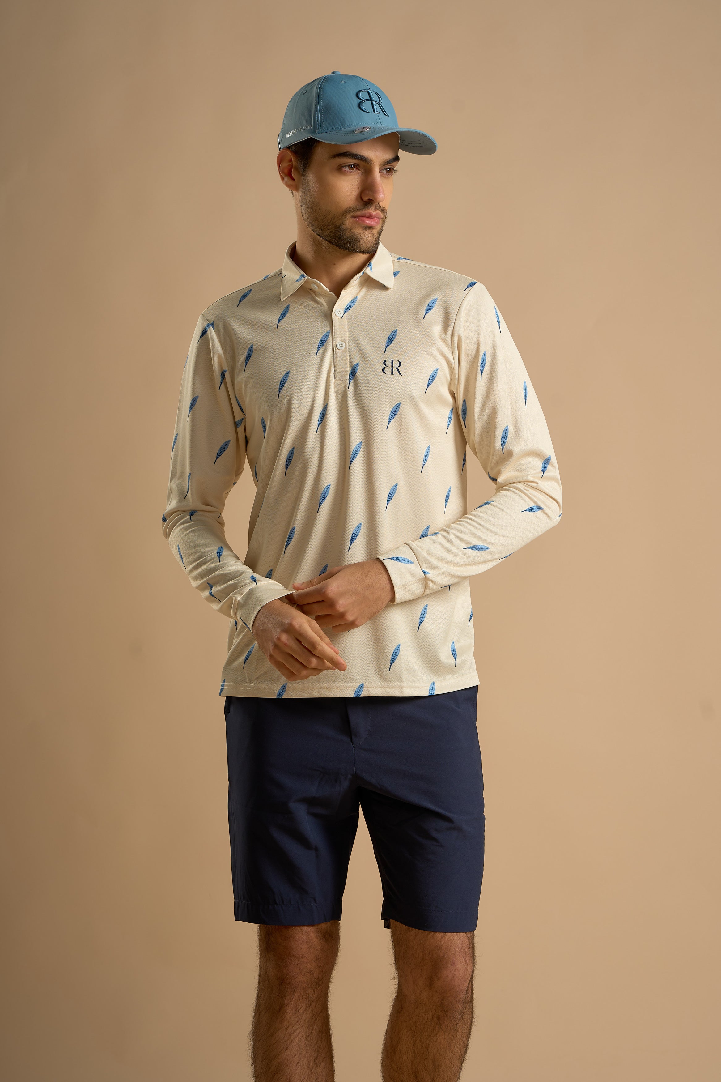 Light Yellow & Blue Feathers Polo