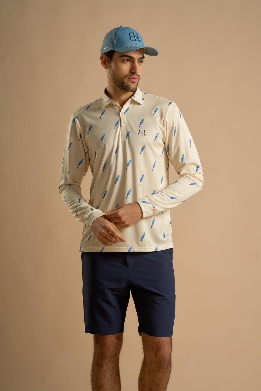 Light Yellow & Blue Feathers Polo