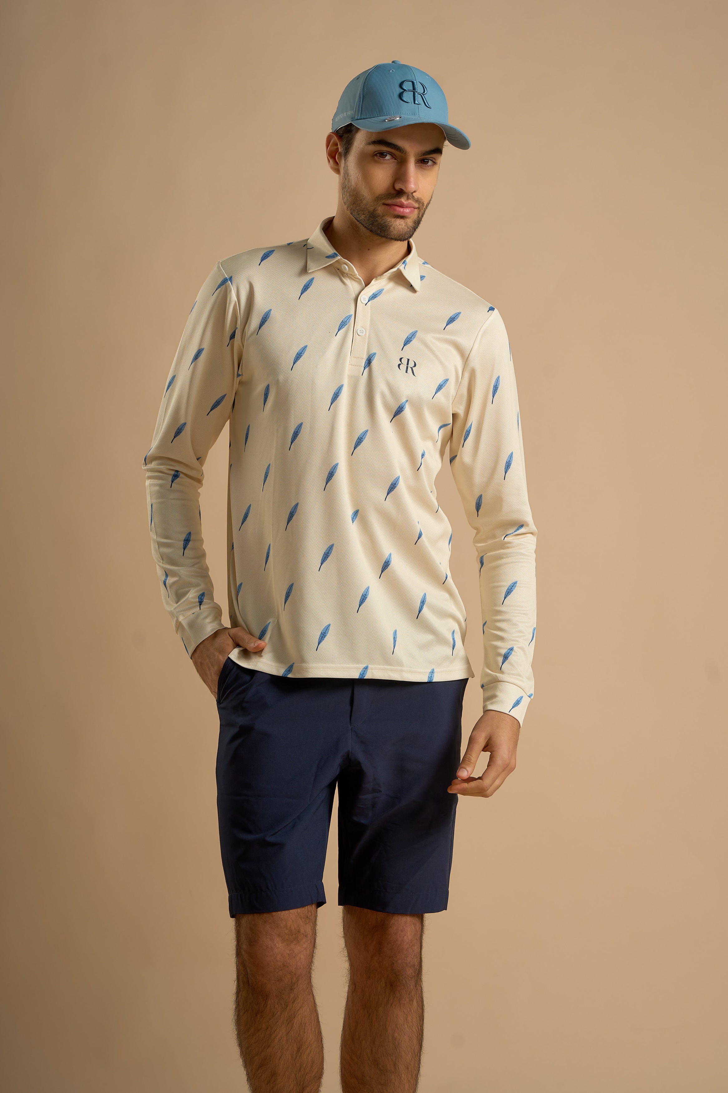 Light Yellow & Blue Feathers Polo