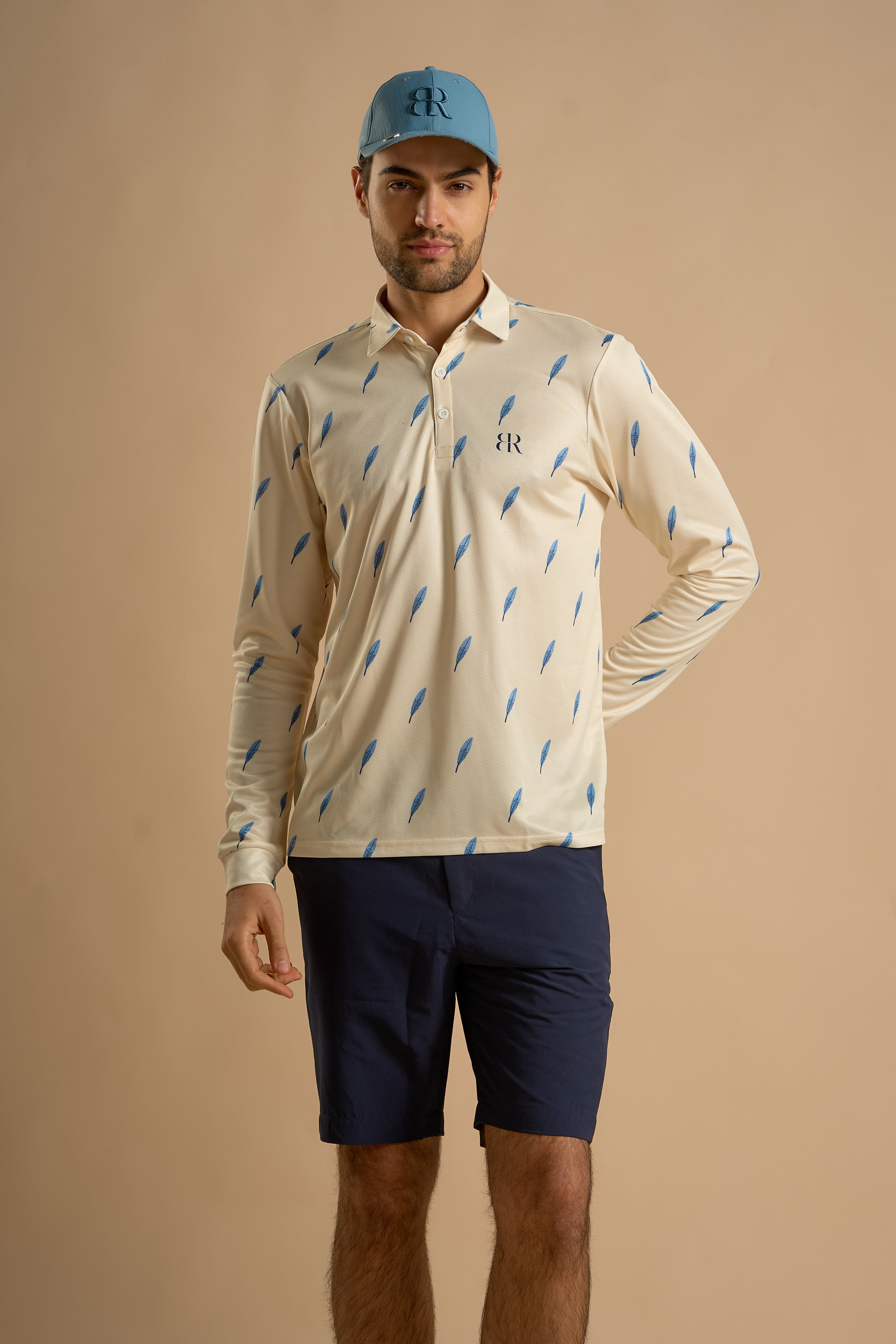 Light Yellow & Blue Feathers Polo