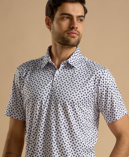 White & Blue Laurel Polo