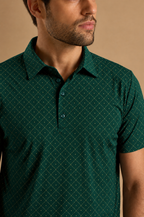 Emerald Grid Polo – close-up
