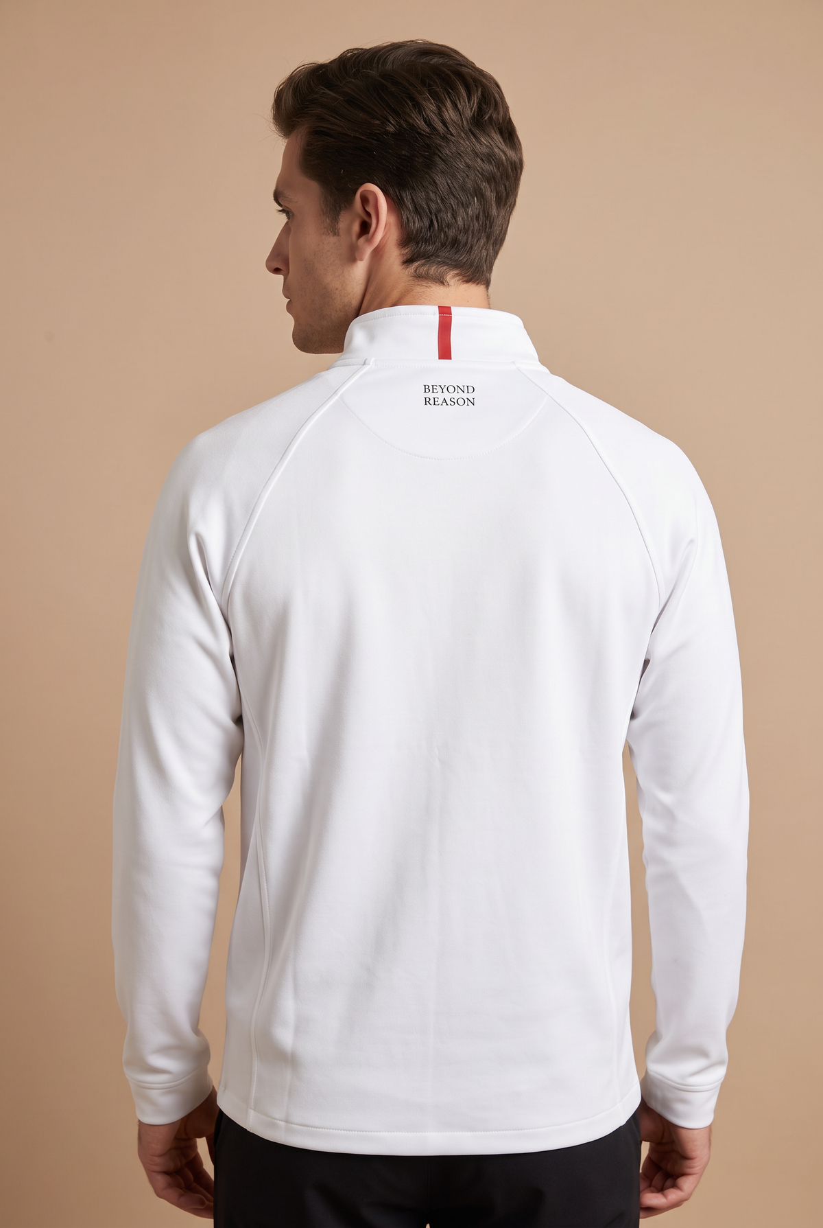 Men's White Full-Zip Jacket, back on model