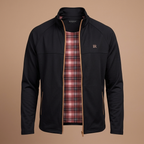 Men's Full-Zip Jacket Black - front ghost, red tartan lining