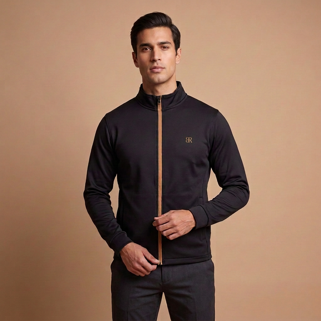 Men's Full-Zip Jacket Black - front on model