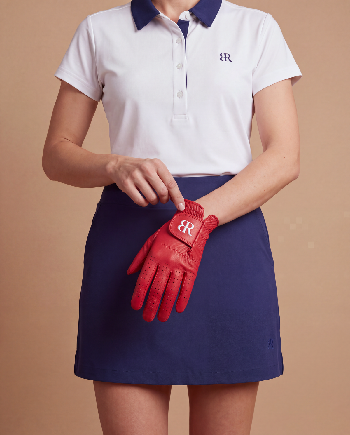 Women Full Cabretta Leather Golf Glove - Red